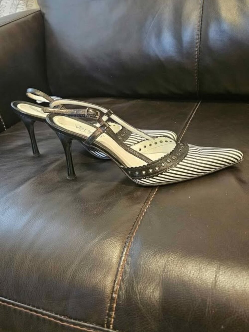 Versani, Vintage Black and White Heels, made in Italy, size 9.5